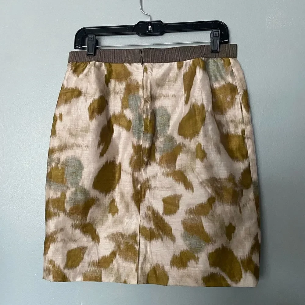 LOFT Gold/Teal Abstract Print Skirt 6